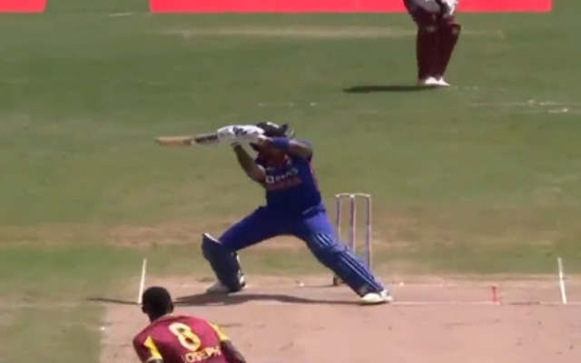 Suryakumar Yadav in the first T20I against West Indies