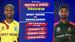 West Indies vs West Indies vs Bangladesh - 2nd T20I Match Stats, Predicted Playing XI and Previews