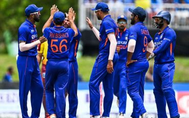 Team India in the fifth T20i against West Indies