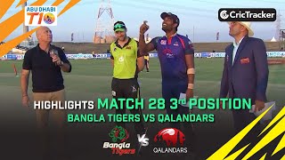 Bangla Tigers vs Qalandars | 3rd Position Playoff Highlights | Abu Dhabi T10 Season 3