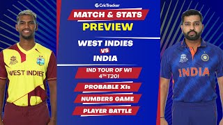 West Indies vs India - 4th T20I Match Stats, Predicted Playing XI, and Previews